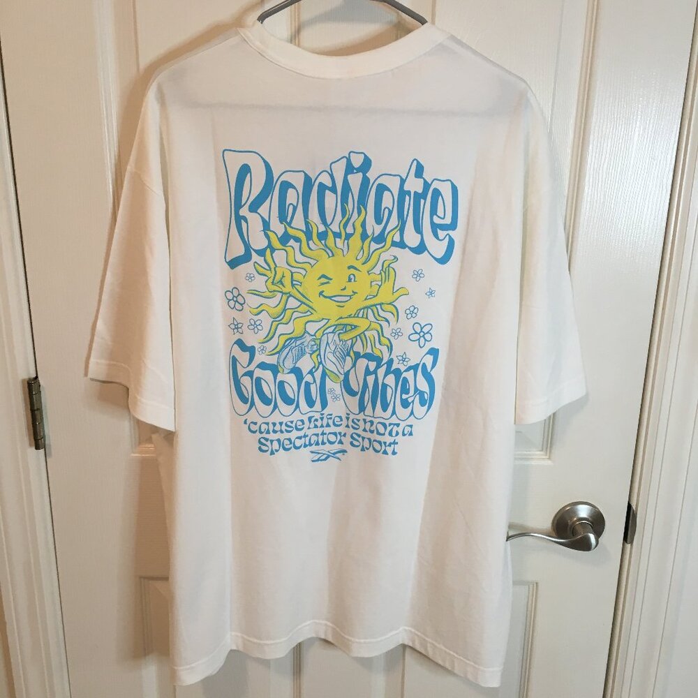 Reebok Dopamine Radiate Good Vibes White T-Shirt Unisex Men's Women's XL
